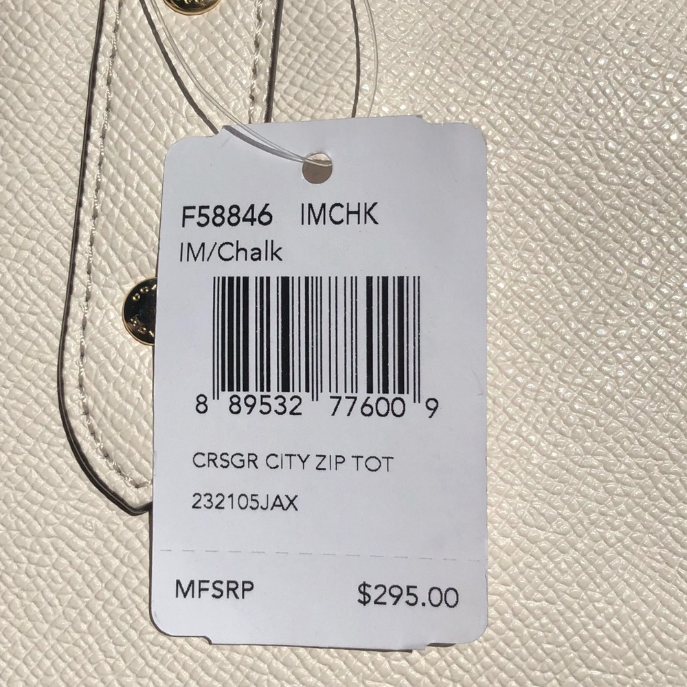 ❗️SALE❗️Coach NWT Cream Leather Tote Bag - Picture 6 of 8